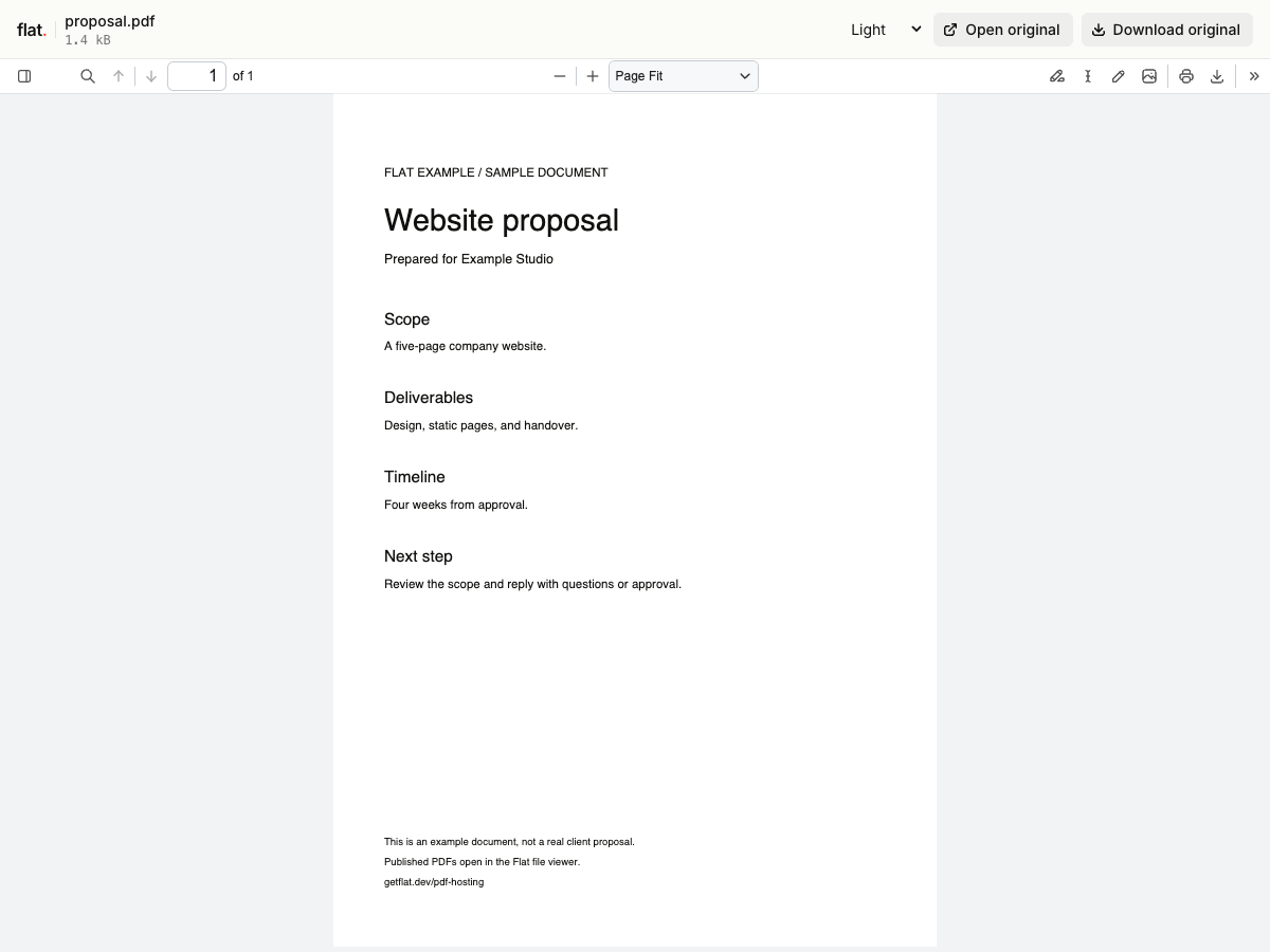 Flat's PDF viewer displaying proposal.pdf